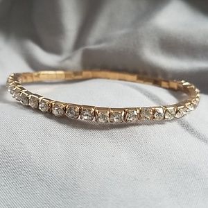 💕free💕 rhinestone bracelet elastic gold color